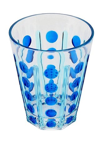 COPO BAIXO ACRÍLICO BOLAS E LISTRAS AZUL