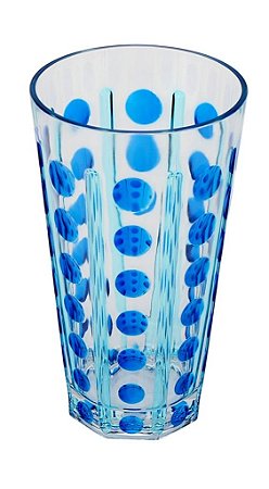COPO ALTO ACRÍLICO BOLAS E LISTRAS AZUL