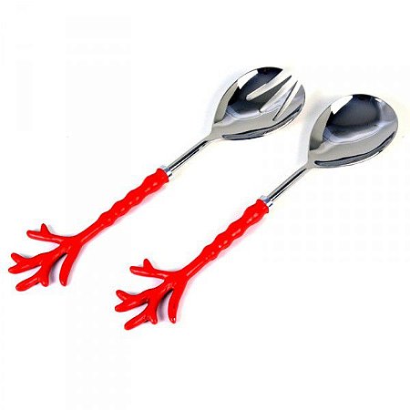 JOGO DE SALADEIRA CORAL VERMELHO