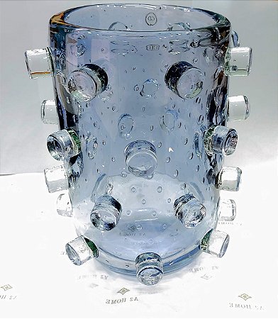 VASO EM MURANO PINHAS - AZUL FUMAÇA