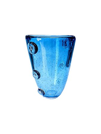 VASO EM MURANO CRISTAL G - AZUL AQUA