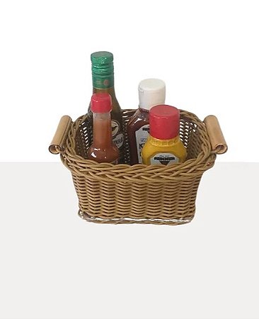 CESTA / GALHETEIRO TRANCOSO COM ALÇA BAMBU VIME CARAMELO