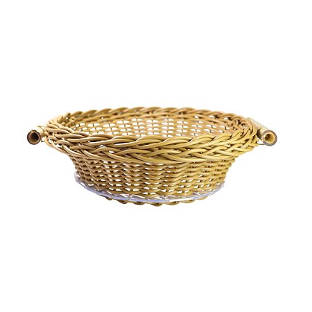 CESTA DE PÃO TRANCOSO REDONDA VIME C/ALÇA DE BAMBU M - CARAMELO