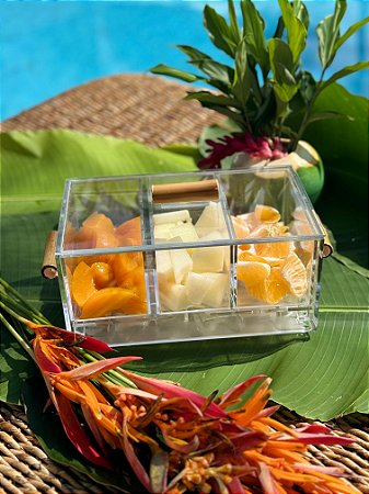 PORTA RESFRIADOR COM GELO CRUDITES / PETISQUEIRA/ FRUTAS - ACRILICO COM 3 DIVISÕES