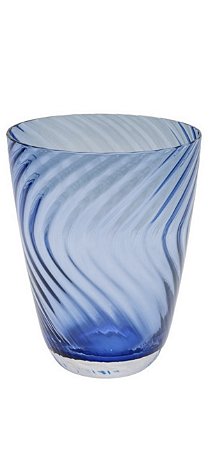 COPO BAIXO CAPRI  EM VIDRO AZUL