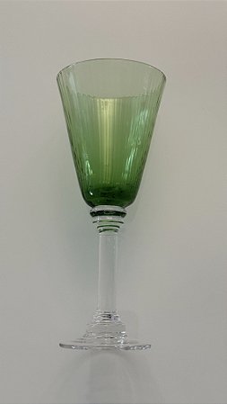 TAÇA LILI EM VIDRO VERDE E TRANSPARENTE