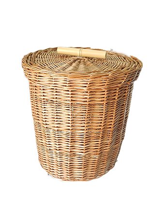 CESTA / LIXEIRA DE VIME NATURAL COM PEGADOR BAMBU