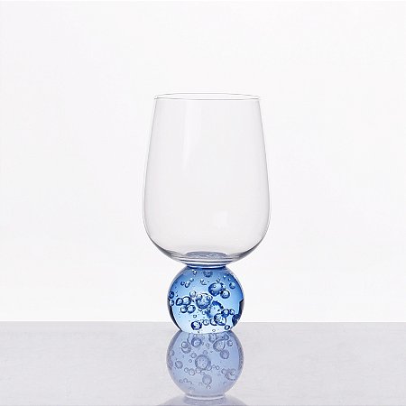 TAÇA LUA VIDRO ESFERA AZUL