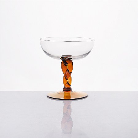 TAÇA BIA VIDRO COUPE / SOBREMESA - ESPIRAL ÂMBAR