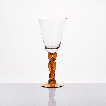TAÇA BIA VIDRO ESPIRAL ÂMBAR