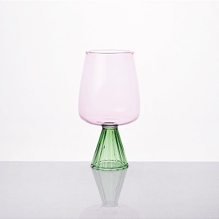 TAÇA SOL VIDRO ROSA E VERDE