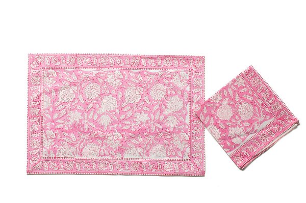 KIT 4 JOGOS AMERICANOS COM GUARDANAPOS NORONHA ROSA