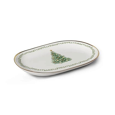 TRAVESSA OVAL CLASSIC CHRISTMAS COM FILETE OURO