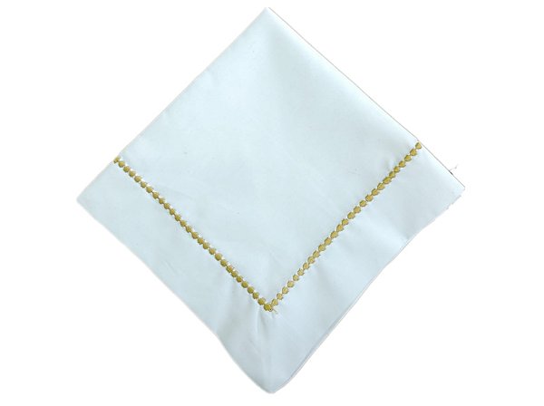 GUARDANAPO BRANCO COM POA DOURADO