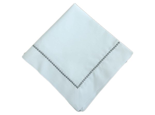 GUARDANAPO BRANCO COM POA PRATA / CINZA