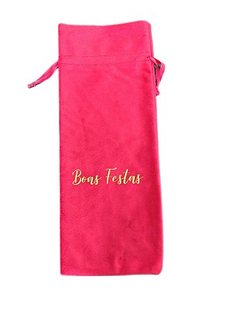 PORTA GARRAFA DE TECIDO VELUDO VERMELHO - BOAS FESTAS