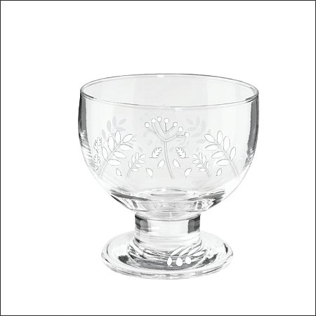 TAÇA SOBREMESA TRANSPARENTE COM FLORAL WHITE