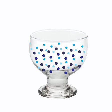 TAÇA SOBREMESA TRANSPARENTE COM BLUE BOLL