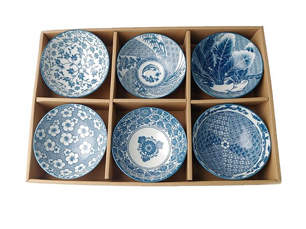 JOGO DE 6 BOWLS AZUL E BRANCO NORONHA