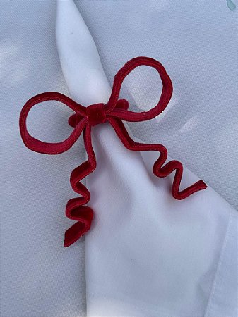 PORTA GUARDANAPO LAÇO DE VELUDO VERMELHO