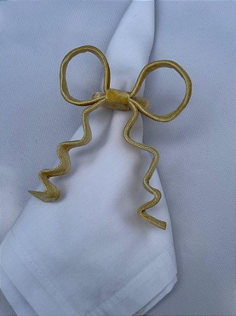 PORTA GUARDANAPO LAÇO DE VELUDO AMARELO
