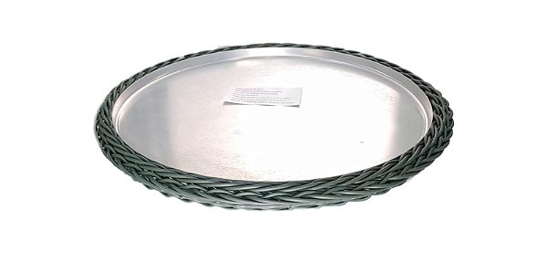 BANDEJA / PRATO DE PIZZA TRANCOSO COM BANDEJA INOX - VIME VERDE MUSGO