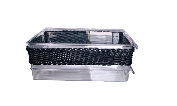 APOIO / ORGANIZADOR GAVETA DUPLO COM BASE DE GELO TRANCOSO - VIME AZUL MARINHO