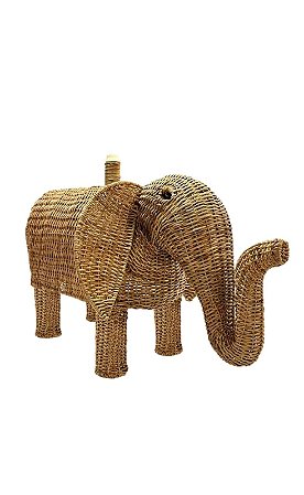 PEDESTAL DE ABAJUR ELEFANTE EM JUNCO NATURAL