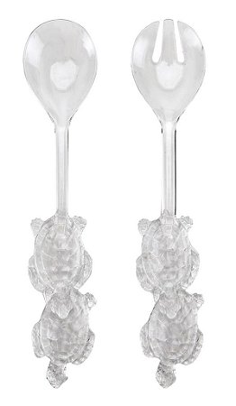 CONJUNTO / PEGADOR SALADA ACRÍLICO TRANSPARENTE - TARTARUGA