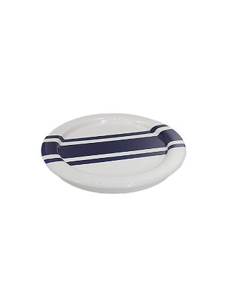 PORTA JARRA BRANCO COM FAIXA AZUL MARINHO