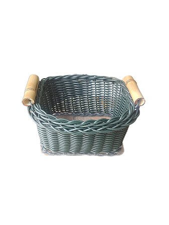 CESTA / GALHETEIRO TRANCOSO COM ALÇA BAMBU VIME VERDE MUSGO