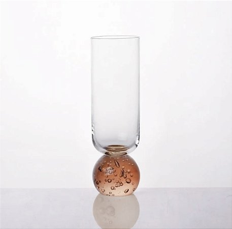 TAÇA LUA RETA VIDRO ESFERA ÂMBAR