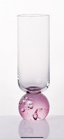 TAÇA LUA RETA VIDRO ESFERA ROSA
