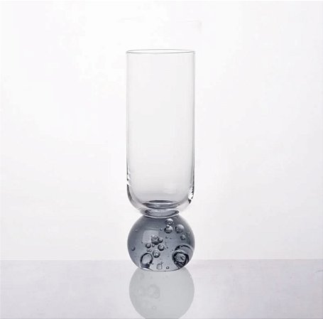 TAÇA LUA RETA VIDRO ESFERA CINZA