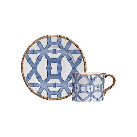 XÍCARA CHÁ BAMBOO PRINT AZUL COM PIRES