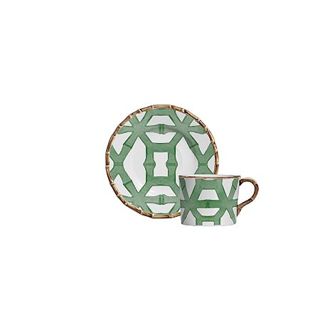 XÍCARA CAFÉ BAMBOO PRINT VERDE COM PIRES