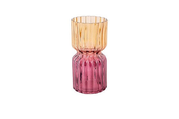 VASO EM VIDRO DEGRADÊ ÂMBAR E FUCSIA