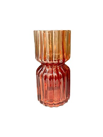 VASO EM VIDRO DEGRADÊ SALMÃO E VERMELHO