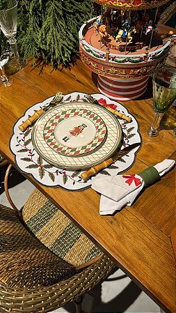 JOGO AMERICANO REDONDO GUIRLANDA DE NATAL