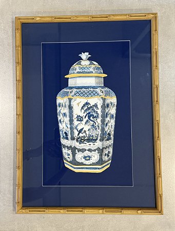 QUADRO GRAVURA BLUE E WHITE II