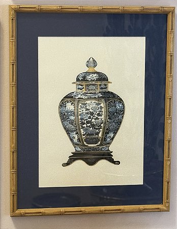 QUADRO GRAVURA VASO DE PORCELANA I - BLUE E WHITE