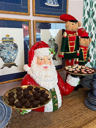 PAPAI NOEL DE RESINA COM SUPORTE PARA DOCES