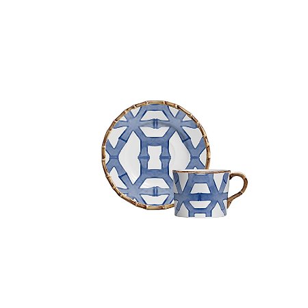 XÍCARA CAFÉ BAMBOO PRINT AZUL COM PIRES