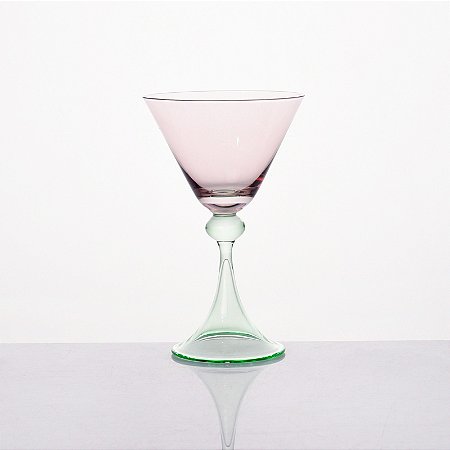 TAÇA SOL EM VIDRO- ROSA E VERDE