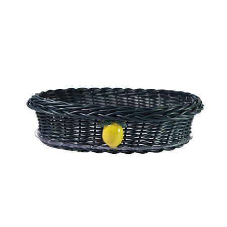 CESTA OVAL DE PÃO LIMÃO SICILIANO - AZUL MARINHO VIME SINTÉTICO
