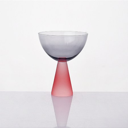 TAÇA SOL VIDRO DE SOBREMESA CINZA E ROSA