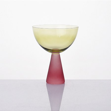 TAÇA SOL VIDRO DE SOBREMESA VERDE E LILÁS