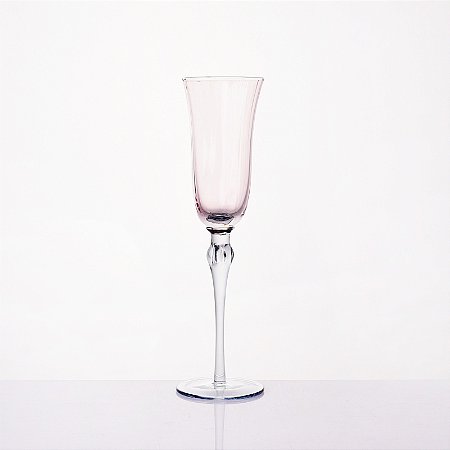 TAÇA CHAMPAGNE  FLOR CRISTAL ROSA