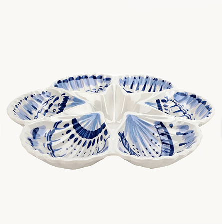 PETISQUEIRA DE MELAMINA 6 CONCHAS AZUIS