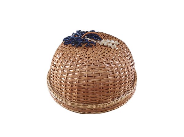 PORTA BOLO / BOLEIRA DE VIME NATURAL AL MARE - CORAL AZUL MARINHO